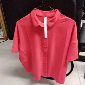 Lululemon Athletica Vibrant Pink Button-Down Shirt